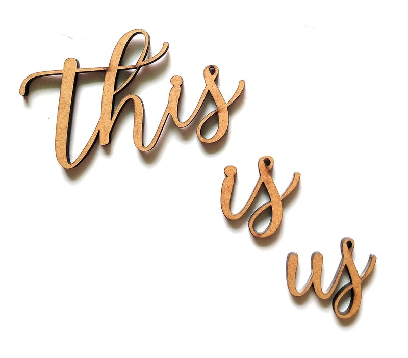 300Sparkles THIS IS US Cutout Home Room Party Wall Decoration Wall Art ArtCrafts Cutout BROWN 10 X 3 INCH - Image 2
