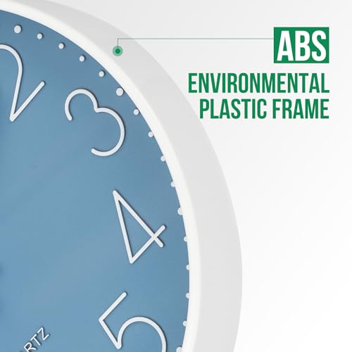 bakbrand Wall Clock 12 Inch Non-Ticking Silent Modern Simple Style Round Decor Clock Cerulean Stereoscopic Dial Quartz Wall Clocks for Home/Office/School/Living Room/Bedroom/Kitchen - Image 4