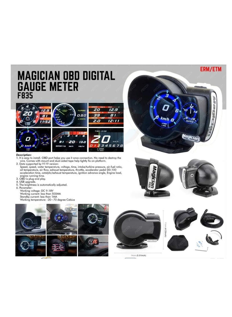 Generic Professional Magician OBD Head Up Display Car Digital Boost Gauge Voltage Speed Meter ect. Water Temp Alarm Auto Diagnostic Too  - Image 5