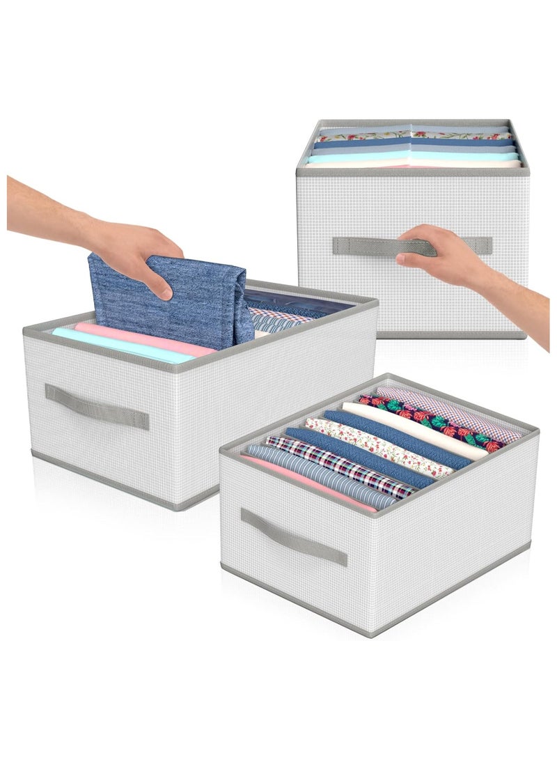 SYOSI Clothes Organizer Drawer, 9 Compartments Foldable Drawer Organizer with Handles, Closet Dividers Box for Clothes Storage, Fabric Closet and Storage Basket for T-shirts, Jeans, Underwear, Grey(9 Grid) - Image 2