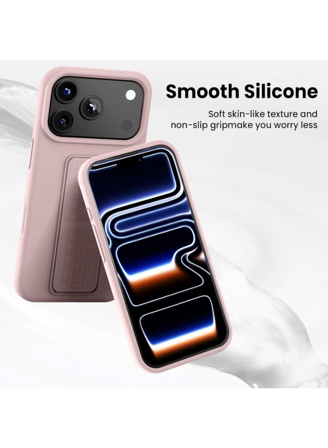 BORTONY iPhone 17 Pro Max Case, Kickstand Finger Grip Cover for iPhone 17 Pro Max, Car Magnetic Multi Stand Vertical and Horizontal Soft Silicone Phone Case for iPhone 17 Pro Max 6.9 inch - Image 4