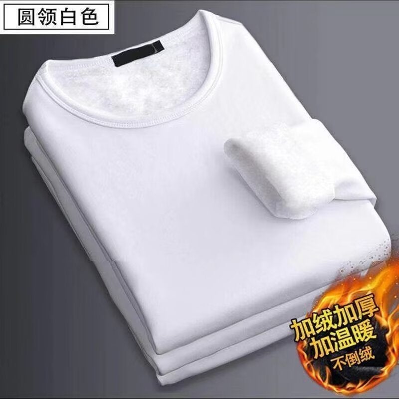 Long-Sleeve Thermal Men'S Base Layer Fleece-Lined Casual Versatile Slim-Fit Innerwear Black Gold - Image 3