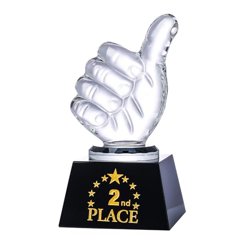 LONGWIN 1st 2nd 3rd Place Trophy Set Glass with Thumbs Up for Winner, 2nd Place Trophy Award for Sports Tournaments Talent Show Competitions - Image 1