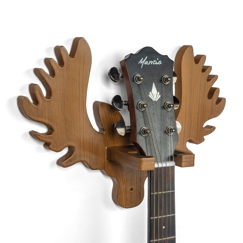 Hype String Guitar Wall Hanger || Wooden Guitar Stand - Reindeer Horns Design || for Acoustic,Electric Guitars and Ukulele || - Image 1