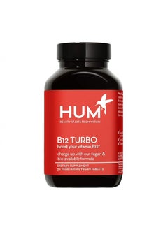 HUM B12 Turbo - Daily Energy & Calcium Support - Vitamin B Complex for Mood Support + Hormone Balance - Non-GMO, Gluten-Free, Vegan (30 Tablets)  - Image 1