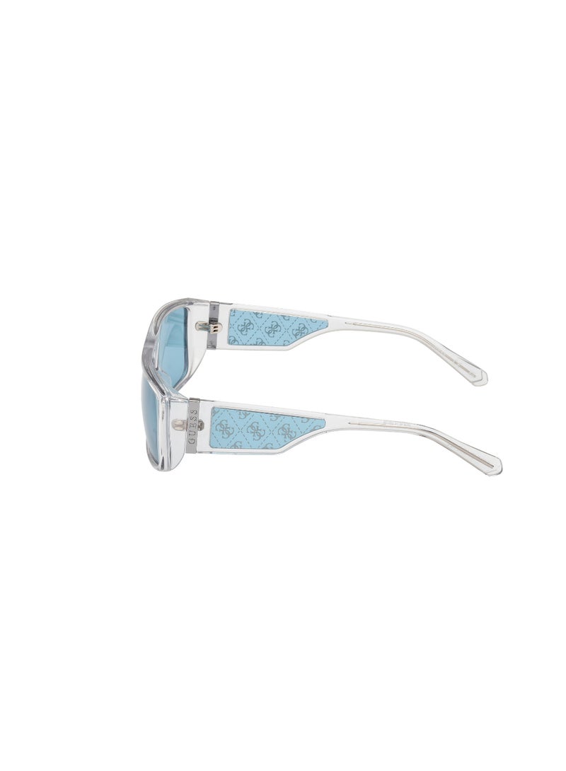 GUESS نظارة شمسية بلاستيكية مستطيلة الشكل للجنسين مع حماية من الأشعة فوق البنفسجية GU0013626V60 - مقاس العدسة: 60 مم - كريستال - Image 4