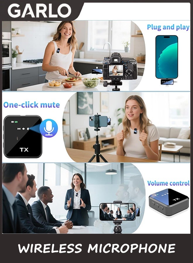 Garlo Wireless Lavalier Microphone,3 in 1 Wireless Mic for iPhone/Android/Camera,Mini Microphone Noise Reduction Mic for Record Interview, Vlogging, YouTube, Tiktok - Image 3