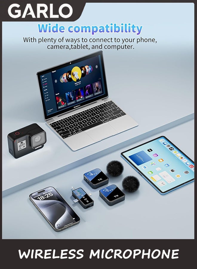 Garlo Wireless Lavalier Microphone,3 in 1 Wireless Mic for iPhone/Android/Camera,Mini Microphone Noise Reduction Mic for Record Interview, Vlogging, YouTube, Tiktok - Image 5