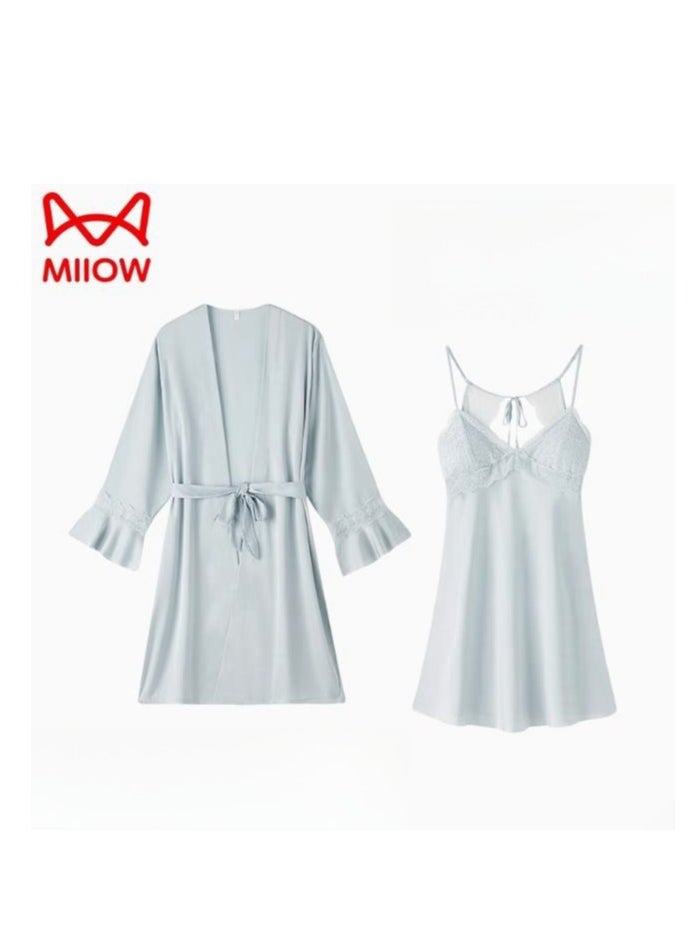 MIIOW - Strap Sleeping Skirt Women's Silk Sleeping Robe with Chest Mat Ice Silk Pure Desire Set Gift Box - Image 1