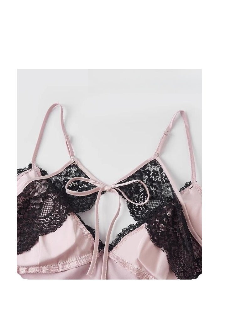 MIIOW - Strap Sleeping Skirt Women's Silk Sleeping Robe with Chest Mat Ice Silk Pure Desire Set Gift Box - Image 1