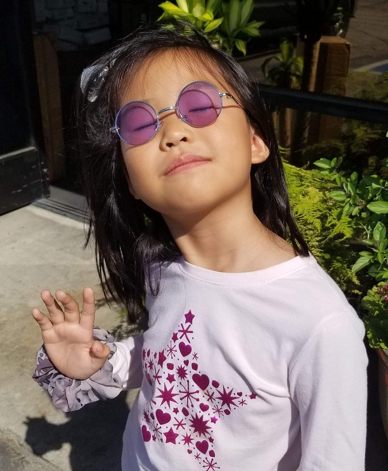 V.W.E. Kids Children Size Hippie Round Circle Lens UV400 Protection Metal Sunglasses (Age 3-12) - Image 2