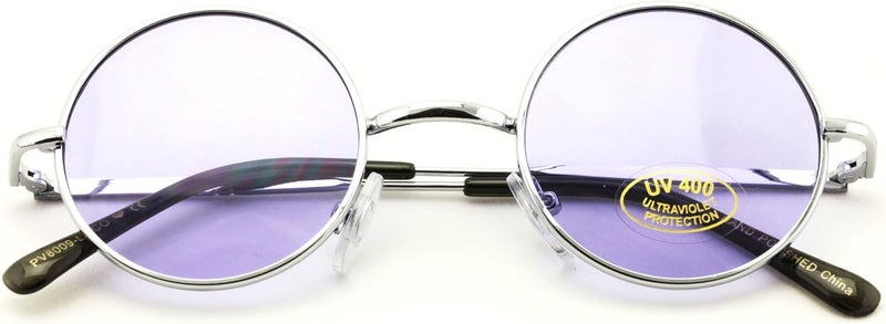 V.W.E. Kids Children Size Hippie Round Circle Lens UV400 Protection Metal Sunglasses (Age 3-12) - Image 1