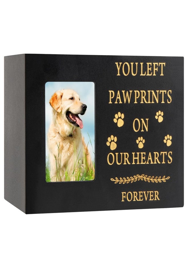 MROUEN Pet Urns for Dog or Cat Ashes, Wooden Pet Memorial Urns with Photo Frame, Pet Cremation Urns Keepsake Memory Box with Black Flannel as Lining, Loss Pet Memorial Remembrance Gift (Black) - Image 1