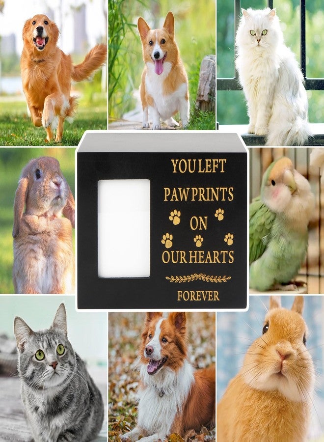 MROUEN Pet Urns for Dog or Cat Ashes, Wooden Pet Memorial Urns with Photo Frame, Pet Cremation Urns Keepsake Memory Box with Black Flannel as Lining, Loss Pet Memorial Remembrance Gift (Black) - Image 3