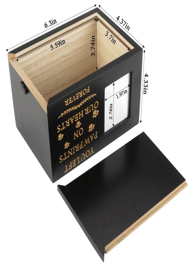 MROUEN Pet Urns for Dog or Cat Ashes, Wooden Pet Memorial Urns with Photo Frame, Pet Cremation Urns Keepsake Memory Box with Black Flannel as Lining, Loss Pet Memorial Remembrance Gift (Black) - Image 2