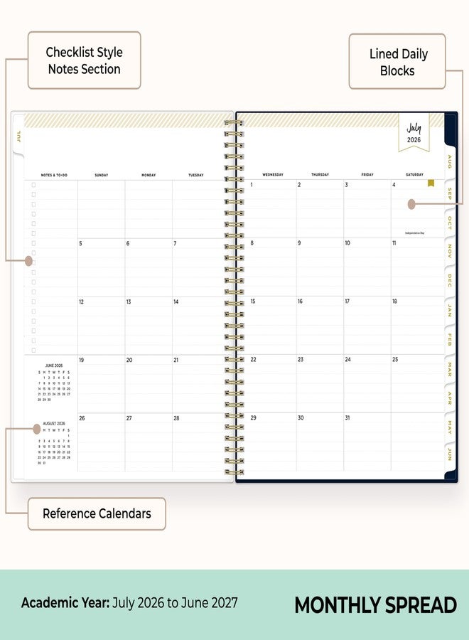 Blue Sky Day Designer 2026-2027 Weekly and Monthly Academic Year Planner Calendar, July 2026 - June 2027, 8.5" x 11", Clear Pocket Cover, Laminated Tabs, Storage Pocket, Includes Stickers, Peyton Navy - Image 4