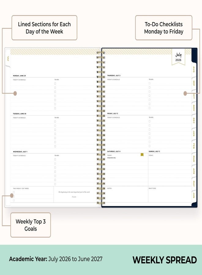Blue Sky Day Designer 2026-2027 Weekly and Monthly Academic Year Planner Calendar, July 2026 - June 2027, 8.5" x 11", Clear Pocket Cover, Laminated Tabs, Storage Pocket, Includes Stickers, Peyton Navy - Image 3