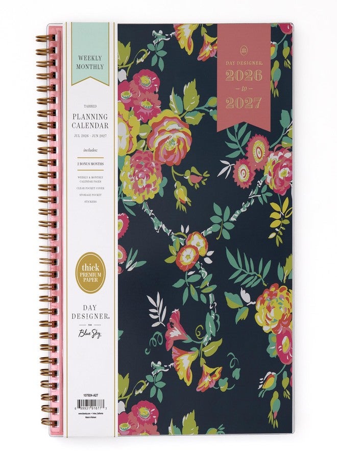 Blue Sky Day Designer 2026-2027 Weekly and Monthly Academic Year Planner Calendar, July 2026 - June 2027, 8.5" x 11", Clear Pocket Cover, Laminated Tabs, Storage Pocket, Includes Stickers, Peyton Navy - Image 1