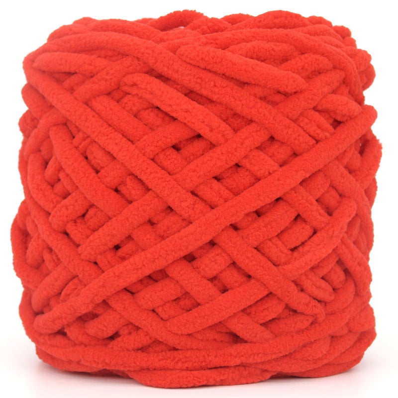 Chunky Velvet Chenille Yarn for Crocheting Velvet Fluffy Plush Thick Bulky Chunky Chenille Velvet Soft Baby Blanket Yarn for Crocheting Hand Knitting 100gRed