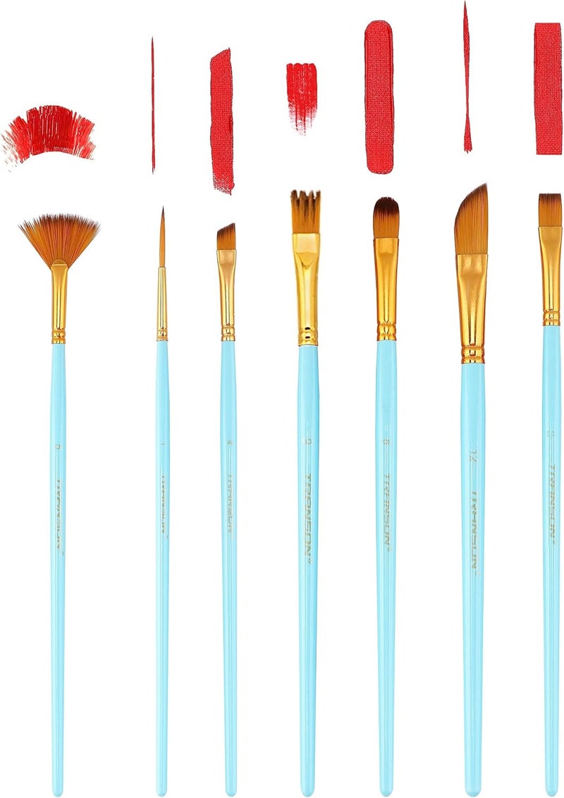 TRANSON Art Painting Brush Assorted Set of 12 for Acrylic Watercolor Gouache Hobby Painting - Image 4