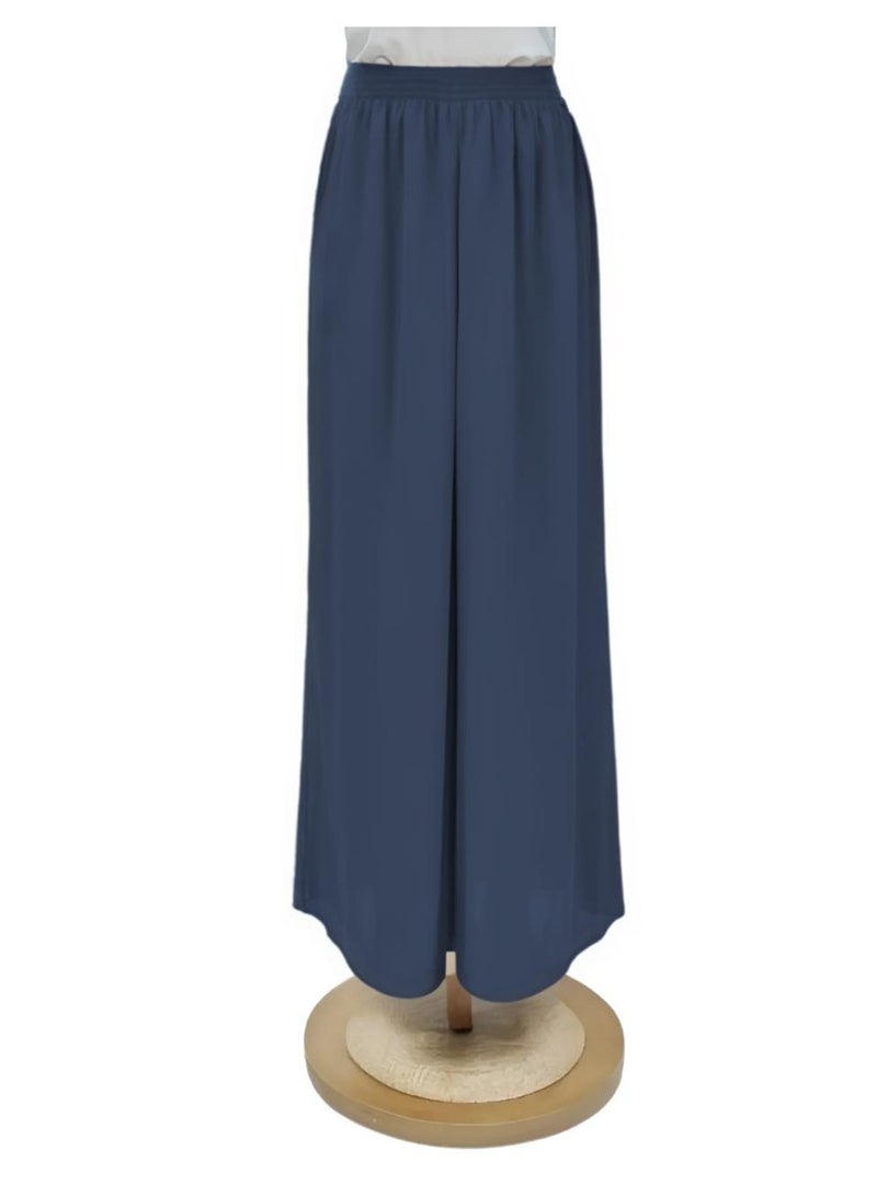 Dee's Fashion Wide Leg Chiffon Palazzo Pants with Elastic Waistband, Flowy Design & Divider Skirt for Women – Comfortable and Stylish  - Image 1