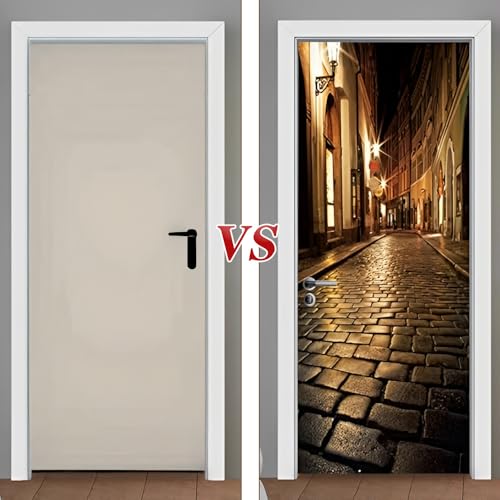 CUGBO 3D Alley at Night Wallpaper Murals - Self Adhesive Vinyl Removable Art Door Decals for Home Decoration - Image 5