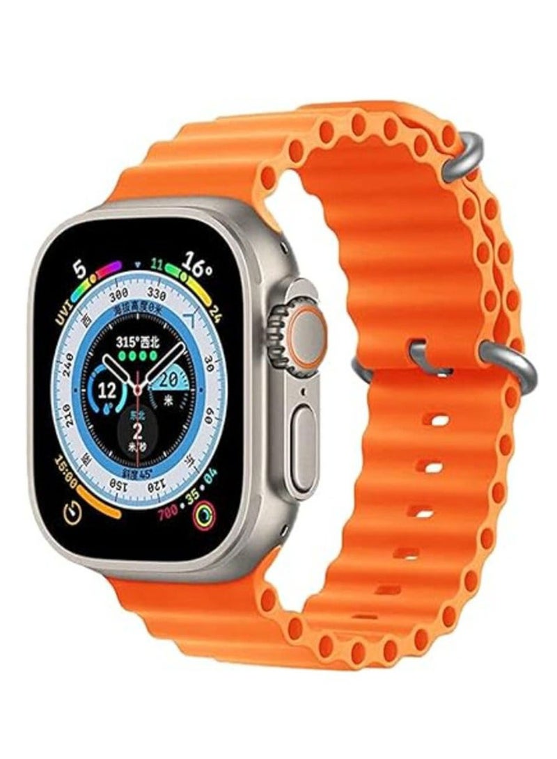 Silicone Hole Wavy Strap Compatible with Apple watch series 8 Ultra 49mm | 44mm 42mm\45mm| 8 Ultra | 7 | 6 | 5 | 4 | 3 | SE  Orange