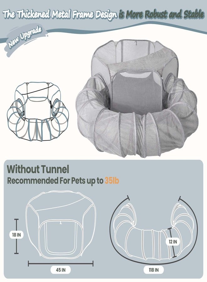 X-ZONE PET Portable Cat Play Tunnels, Catio Outdoor Enclosed Tent Playpen with Tunnel, Indoor Enclosure for Cats & Small Animals, Gray - Image 4