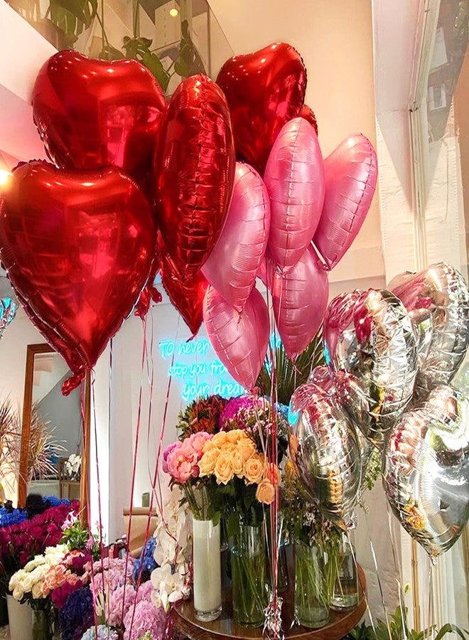 Jangostor 60 PCS Heart Shape Foil Balloons, 10 Inch Red Pink Silver Heart Foil Balloons Mylar Heart Shaped Balloons Heart Balloons Aluminum Foil Balloons for Valentine Day Birthday Engagement Wedding - Image 3