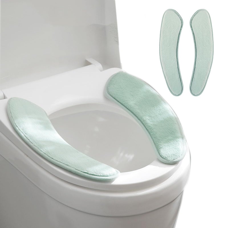 Thick and Warm Toilet Seat Cushion Cover with Sticky Toilet Seat Cushion Washable and Reusable Mat for Winter Double Flap Separation TPR Back Adhesive Soft and Protective Green
