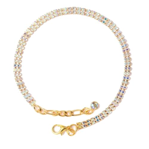 VAMA FASHIONS Trendy Golden Crystal Rhinestone Payal Anklet Toes Foot Chain Single Ankle Leg Anklets For Girls Women (2 Line Anklet Ankle) - Image 1
