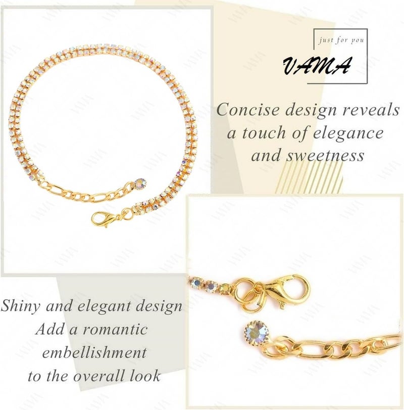 VAMA FASHIONS Trendy Golden Crystal Rhinestone Payal Anklet Toes Foot Chain Single Ankle Leg Anklets For Girls Women (2 Line Anklet Ankle) - Image 5