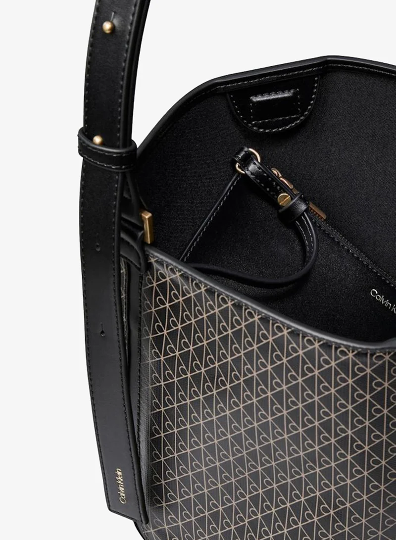 Calvin Klein BLACK AOP Allover Emblem Logo Bucket Bag for Women | Best Price UAE