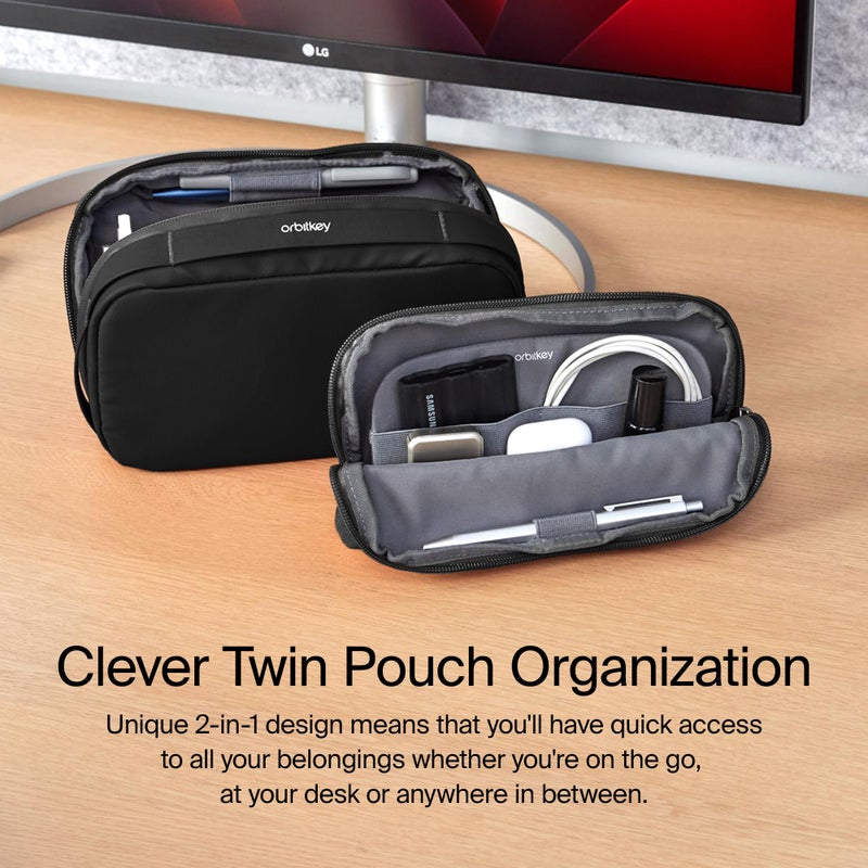 Orbitkey 2-in-1 Tech Accessory Pouch with Detachable Slim Sleeve â€“ Travel Electronics Organizer for Cables, Chargers, Earbuds, Power Bank â€“ Compact Gadget Bag & Portable Tech Storage Case (Black) - Image 2