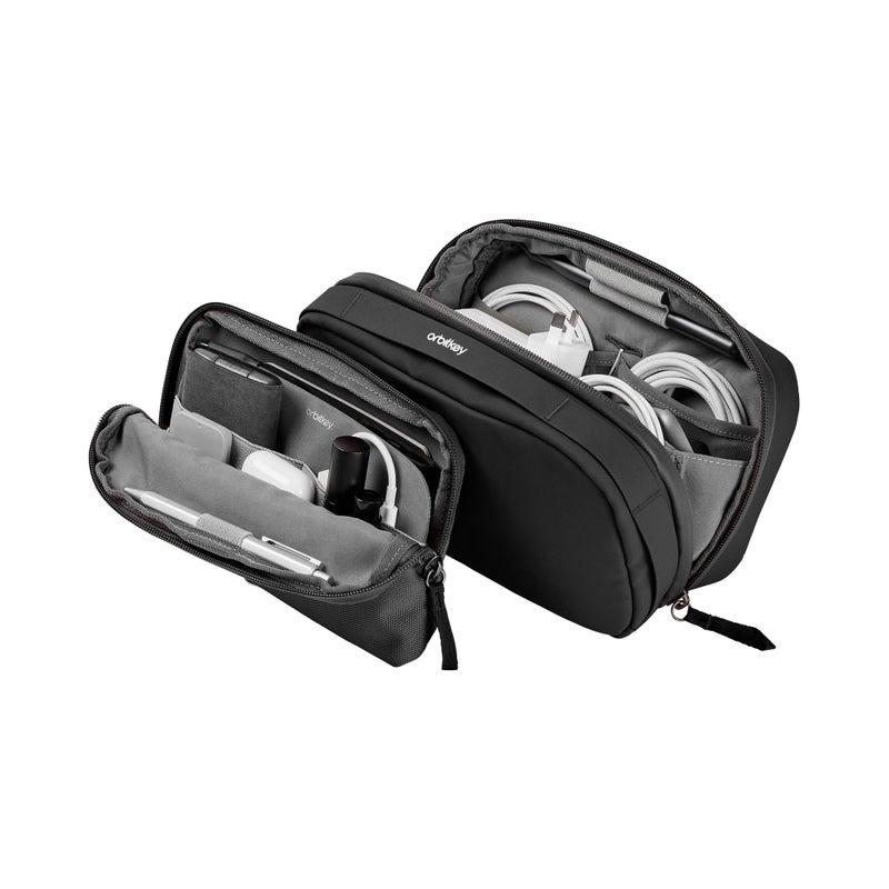 Orbitkey 2-in-1 Tech Accessory Pouch with Detachable Slim Sleeve â€“ Travel Electronics Organizer for Cables, Chargers, Earbuds, Power Bank â€“ Compact Gadget Bag & Portable Tech Storage Case (Black) - Image 1