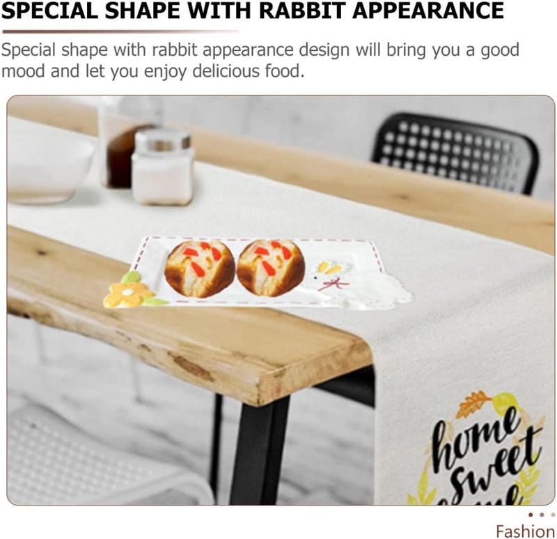 GALPADA Cartoon Rabbit Ceramic Plate Light Yellow Rabbit Tray Fruit Holder Salad Serving Dish for Household Food Serving - Image 3