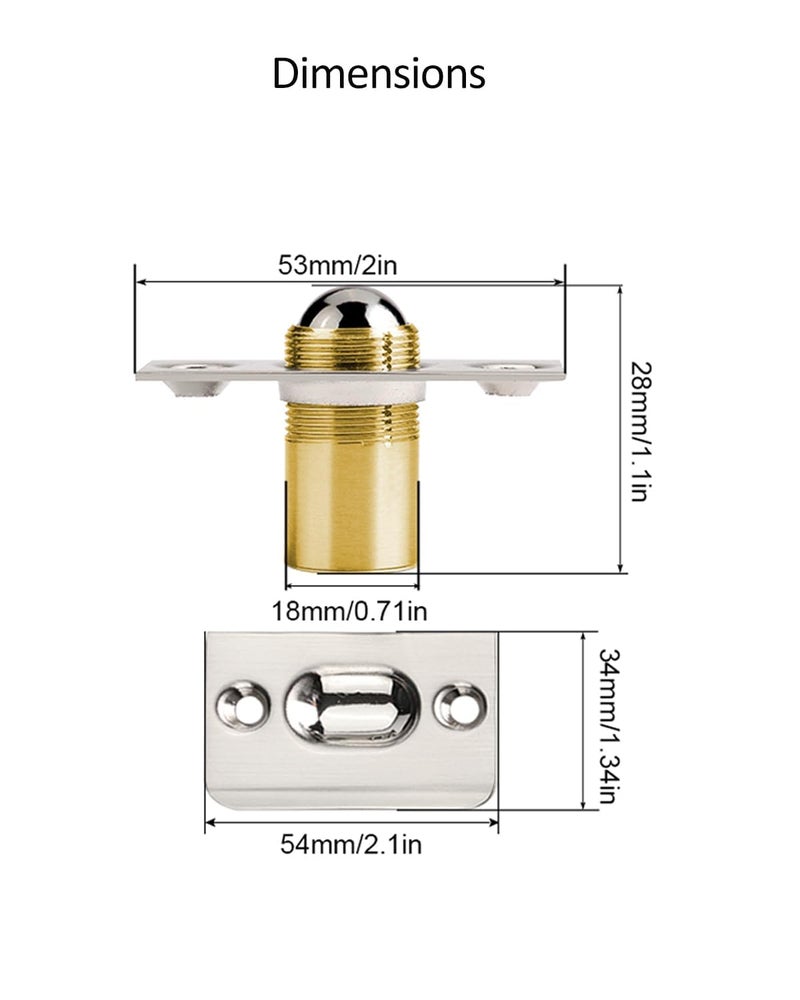 MHS Adjustable Invisible Ball Catch Roller Latch Closet Ball Door Catches for Internal Door Hardware, French Door Roller Catch, Invisible Door Ball Latch, Door Top Ball Catch (Silver, Pack of 2) - Image 3