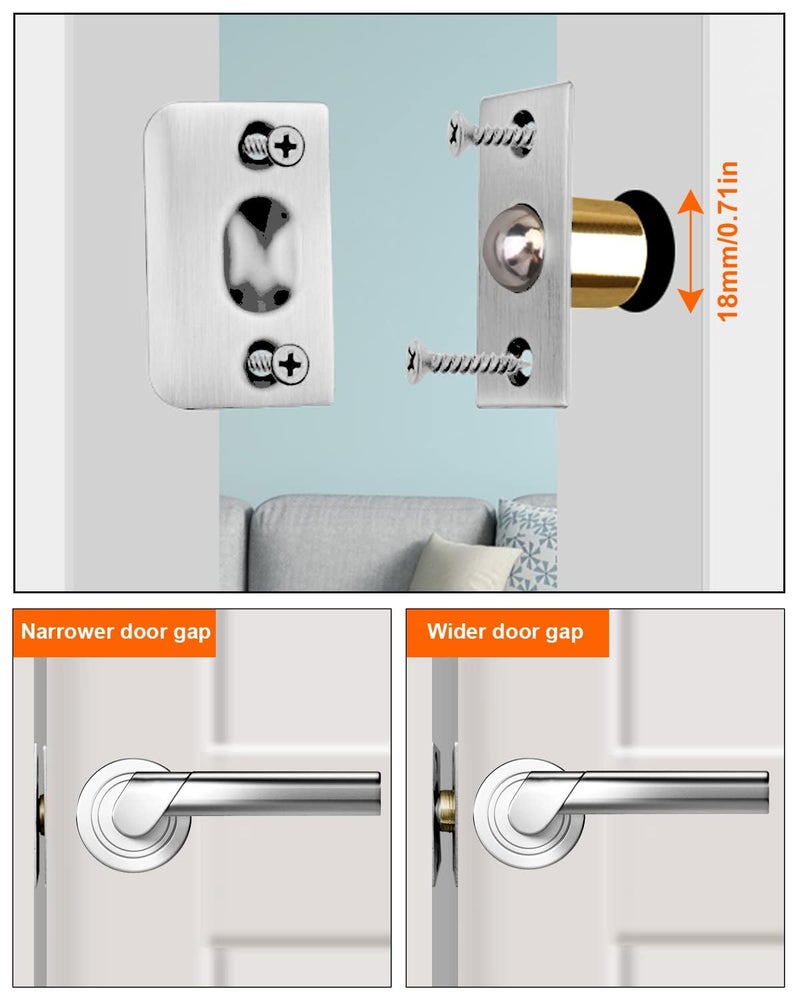 MHS Adjustable Invisible Ball Catch Roller Latch Closet Ball Door Catches for Internal Door Hardware, French Door Roller Catch, Invisible Door Ball Latch, Door Top Ball Catch (Silver, Pack of 2) - Image 5
