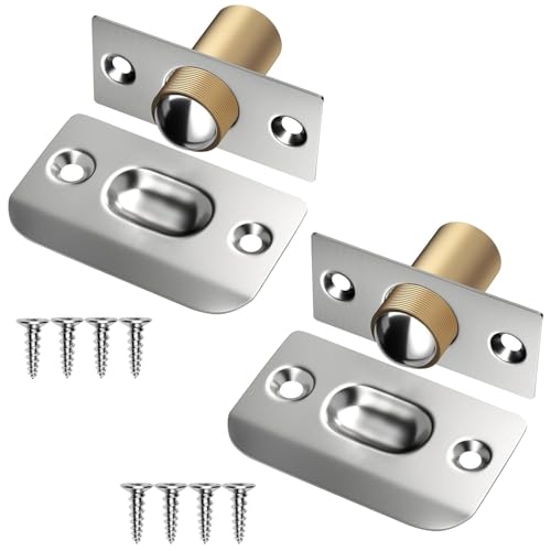 MHS Adjustable Invisible Ball Catch Roller Latch Closet Ball Door Catches for Internal Door Hardware, French Door Roller Catch, Invisible Door Ball Latch, Door Top Ball Catch (Silver, Pack of 2) - Image 1