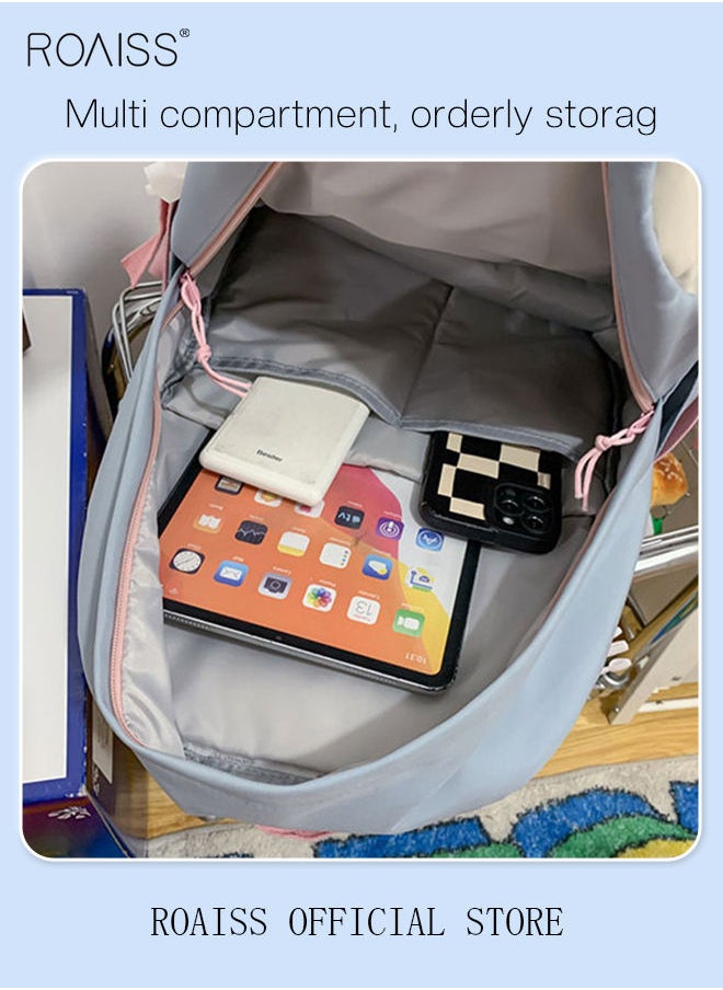 roaiss - 5-Piece Set of Backpack Multifunctional Fashion Women's New Oxford Cloth Pack Junior High School Student Bag Girls School Bags Set Backpacks with Pendant Lunch Bag Pencil Case Handbag Coin Purse for Teen Girls School Backpack - Image 1