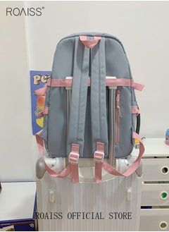 roaiss 5-Piece Set of Backpack Multifunctional Fashion Women's New Oxford Cloth Pack Junior High School Student Bag Girls School Bags Set Backpacks with Pendant Lunch Bag Pencil Case Handbag Coin Purse for Teen Girls School Backpack  - Image 3