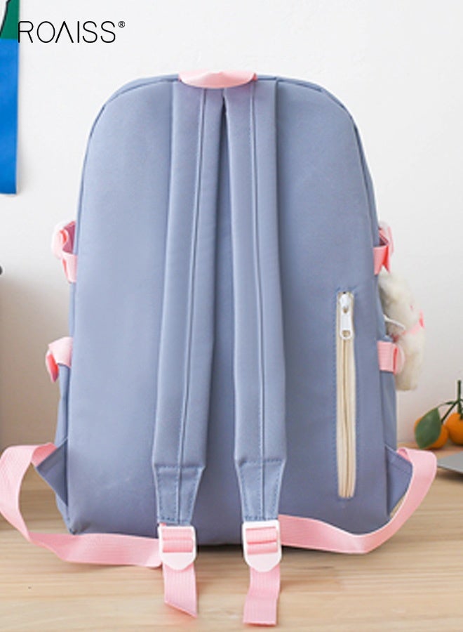 roaiss 5-Piece Set of Backpack Multifunctional Fashion Women's New Oxford Cloth Pack Junior High School Student Bag Girls School Bags Set Backpacks with Pendant Lunch Bag Pencil Case Handbag Coin Purse for Teen Girls School Backpack - Image 5