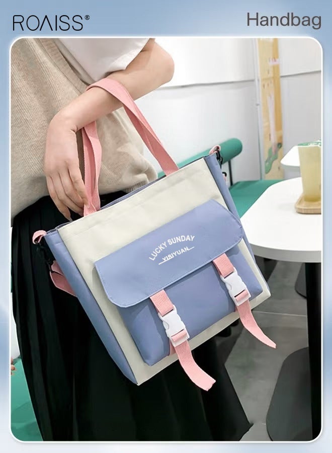 roaiss 5-Piece Set of Backpack Multifunctional Fashion Women's New Oxford Cloth Pack Junior High School Student Bag Girls School Bags Set Backpacks with Pendant Lunch Bag Pencil Case Handbag Coin Purse for Teen Girls School Backpack - Image 2