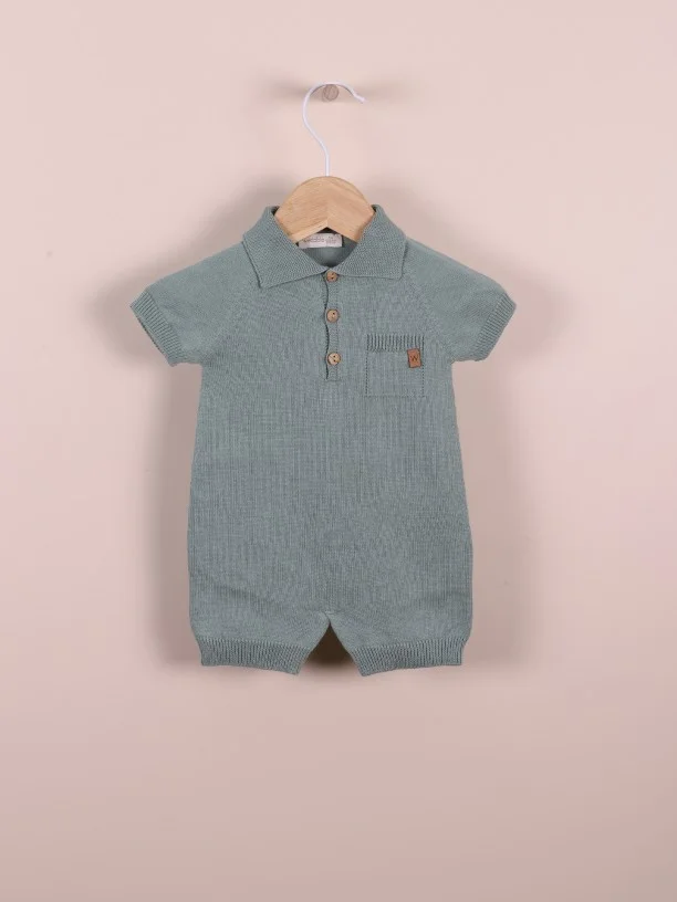 Wedoble Organic Cotton Fine Knit Polo Shortie - Dry Green, Wedoble