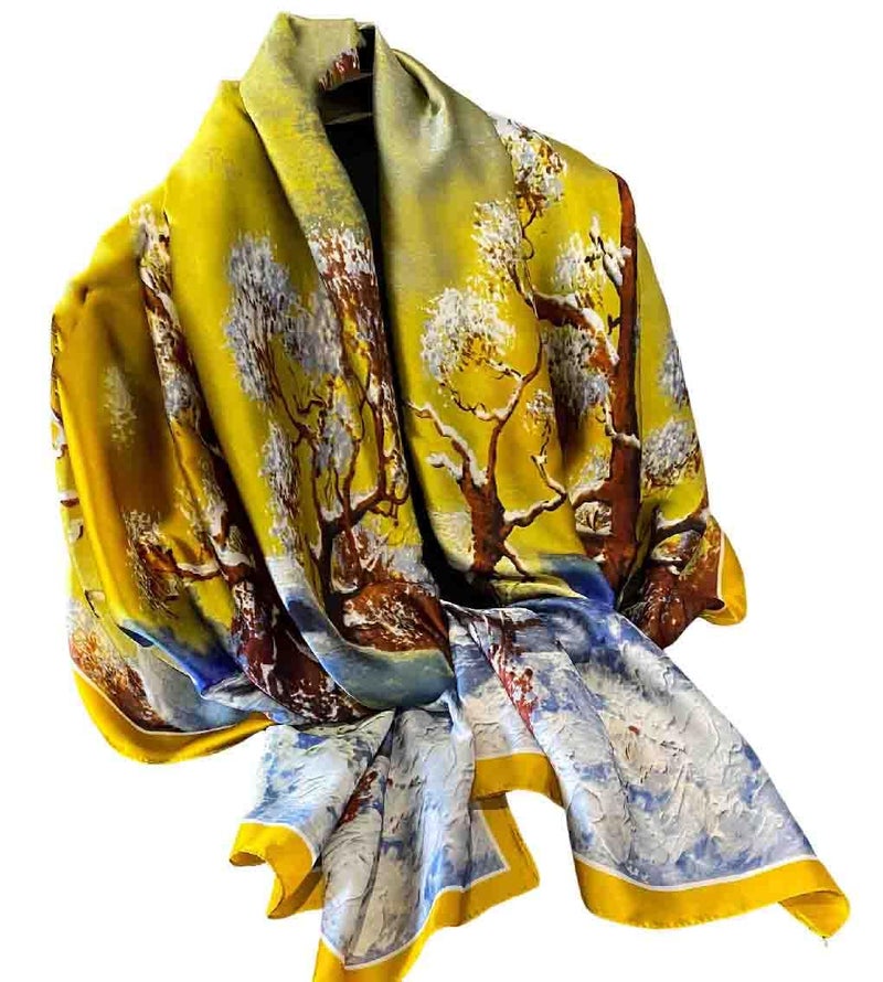 Acotavie Scarfs for Women Dressy Fashion Scarves Long Floral Pattern Scarf Lightweight Sunscreen Shawls (C026) - Image 2