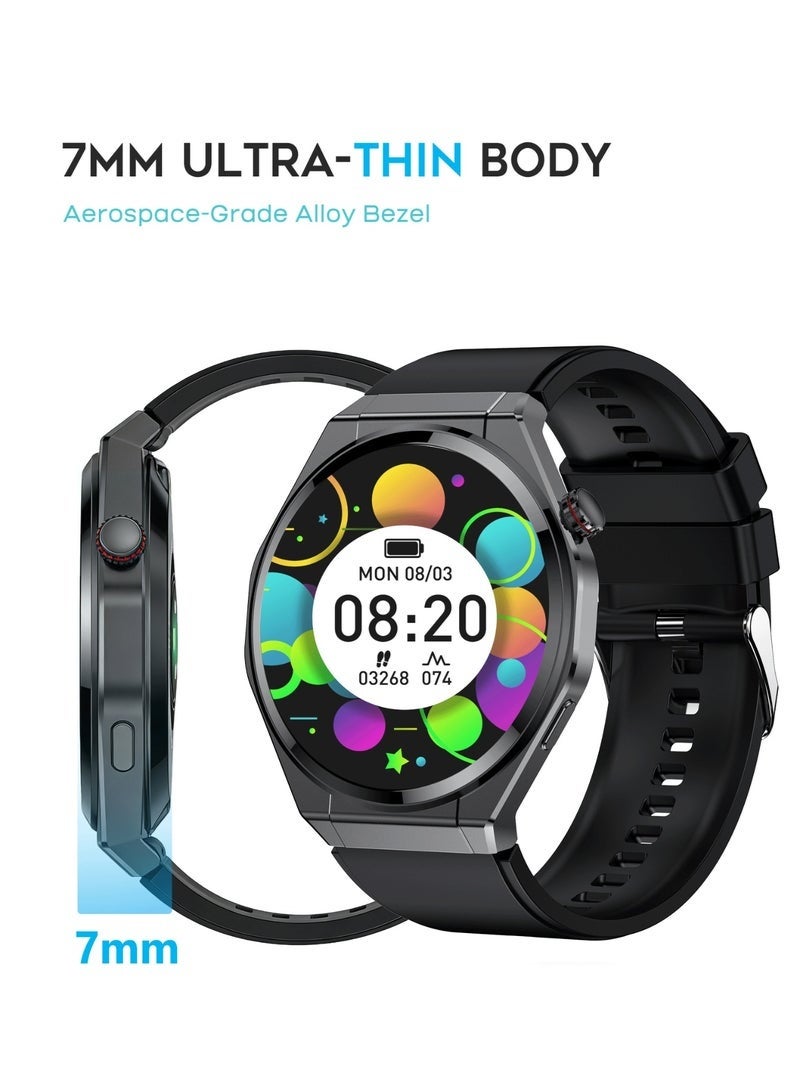 G-Tab GTR7 Smartwatch AMOLED Display Bluetooth Calling Health Monitor Ultra Thin 7.0mm Design AI Voice Assistant Full Touch Screen Fitness Tracker with Sleep Tracking Heart Rate Monitor Long Battery 30 Days Standby Compatible with Android iOS - Image 3