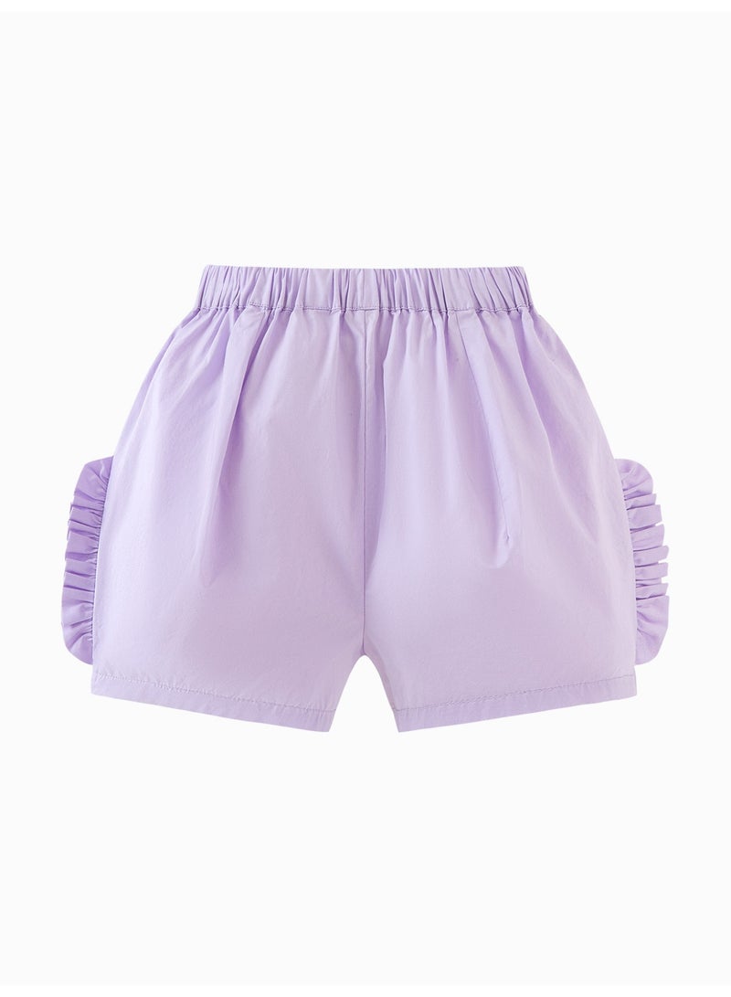 ميني بالا شورت فقارية لفتيات صغيرات عادي بحيز مرن بنقوش جذابة ناعمة وقابلة للتنفس وخفيفة الوزن ومريحة لأسلوب الأناقة الصيفية المتدفقة والمرونة للارتداء اليومي للفتيات - Image 5