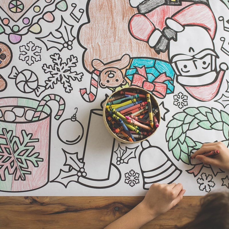 Tiny Expressions Christmas Coloring Tablecloth for Kids | Rolled, No Creases 30" x 72" Giant Coloring Poster to Color On | Christmas Activities for Kids - Image 5
