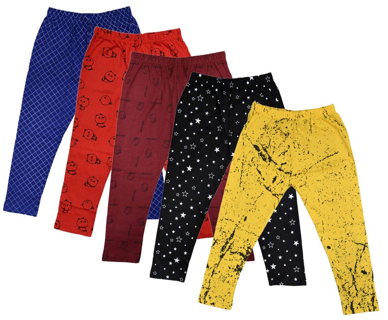 indi weaves IndiWeaves Girls' Regular Fit Capri (Pack of 5) (71800-4142434449-IW-B-P5-22_Multi-Coloured_2-3 Years) - Image 1