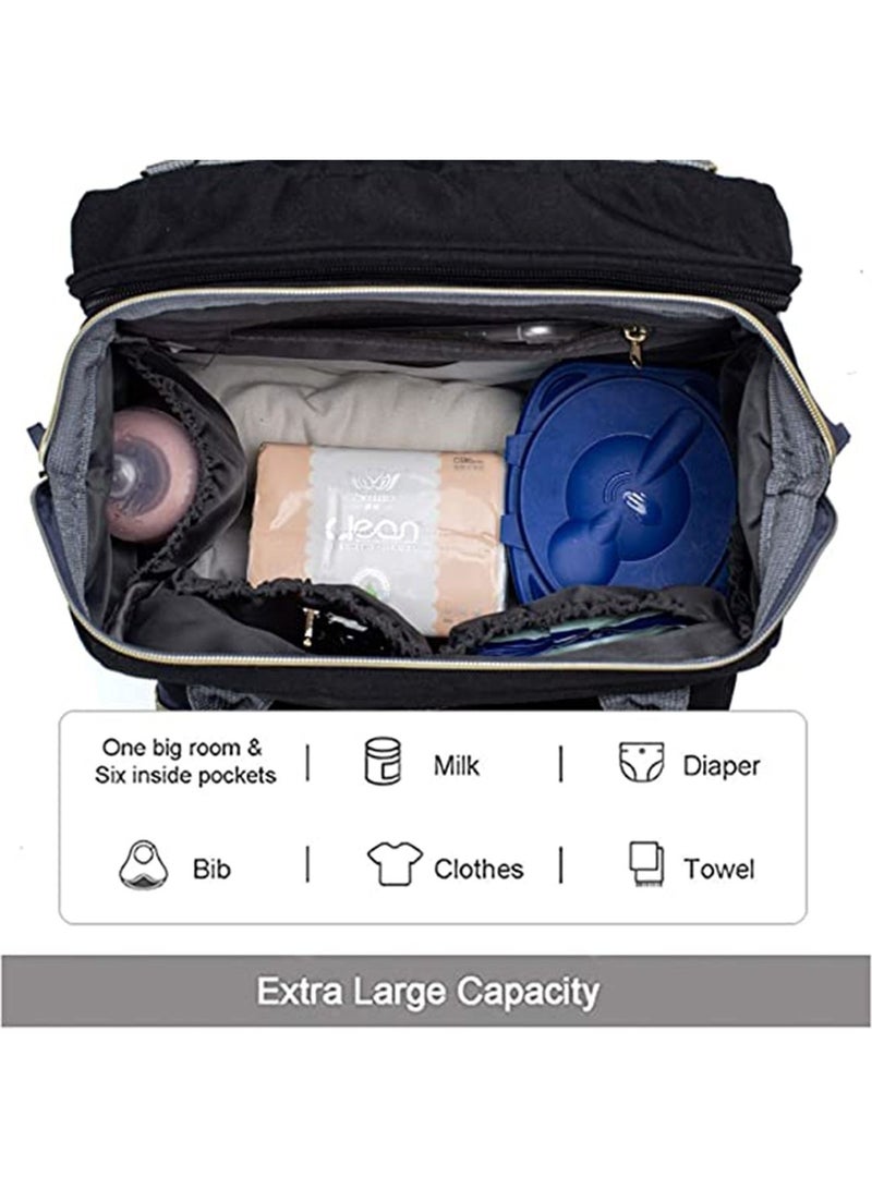 GT-Wheel Foldable Mummy Bag Backpack, Diaper Bag Tote, Bottle bag, Large Unisex Baby Bags with Changing Pad, Multipurpose Travel Bag for Moms Dads(Grey) - Image 2
